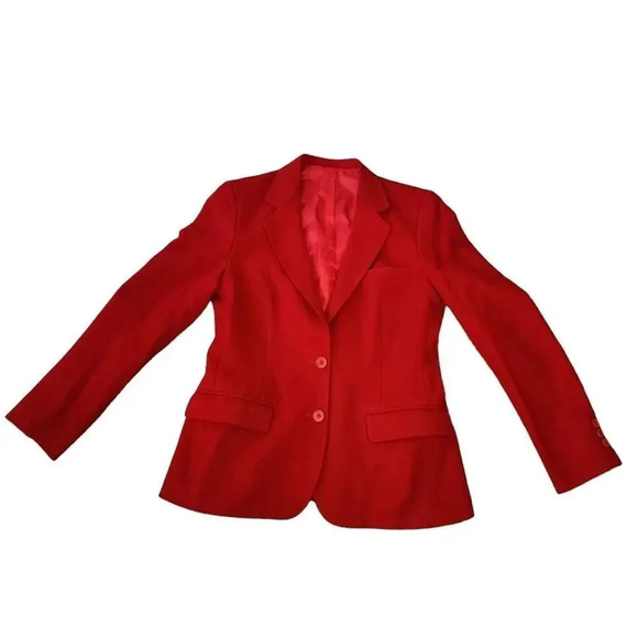 Worthington Blazer Jacket Womens Red Long Sleeve Two Button Single Breasted - Picture 1 of 9